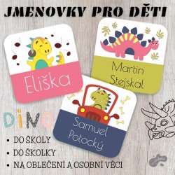 DINOSAUŘI MINI štítky 22x22 mm (42ks)
