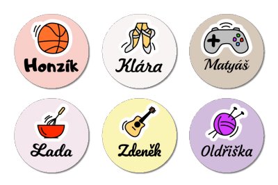 ZÁJMY MINI štítky  22mm (42ks)
