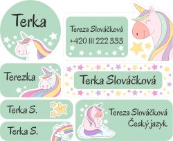 Sada JEDNOROŽEC jmenovky (42ks)