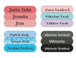 NAŽEHLOVACÍ jmenovky SADA OVÁL 45x10mm (45ks)