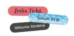 NAŽEHLOVACÍ jmenovky SADA OVÁL 45x10mm (45ks)