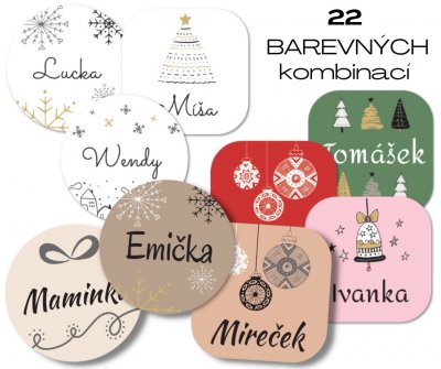 VÁNOCE 20 jmenovky - SADA (20ks)