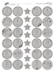 KALENDÁŘ ADVENTNÍ samolepky 30mm (24+8ks) - Vánoční