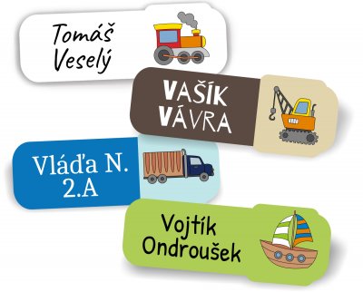 DOPRAVNÍ PROSTŘEDKY jmenovky 45x17mm (27ks)