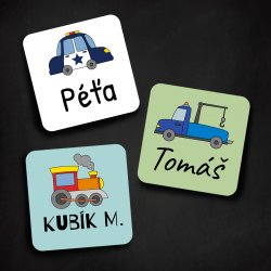 Nažehlovací MINI jmenovky AUTA+ 20x20mm (48ks)