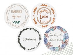 TRANSPARENTNÍ HANDMADE samolepky 44mm (12ks)