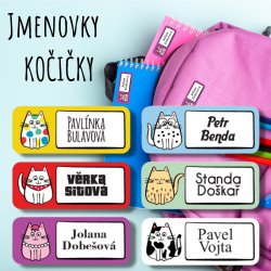 KOČIČKY - štítky se jménem 35x14 mm (44ks)