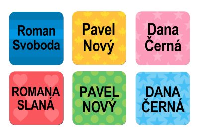 ČTVEREC MOTIV MINI štítky nejen na oblečení 18x18 mm (63Ks)