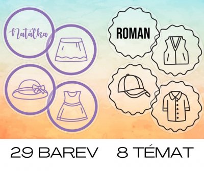 Rozlišovací OBRÁZKY na BOXY, transparentní 45mm (12ks)
