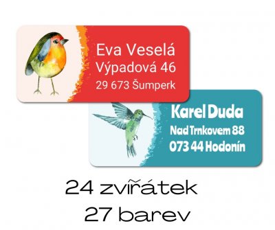 Akvarel ZVÍŘÁTKA jmenovka 45x20mm (24ks)