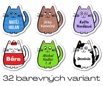 MA - Nažehlovací KOČIČKA jmenovka na oblečení 32x34mm (10ks)