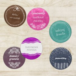 HANDMADE samolepky a VÁNOČNÍ jmenovky SADA 43mm (12ks)