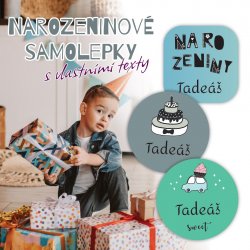 NAROZENINOVÉ jmenovky na dárky 15ks