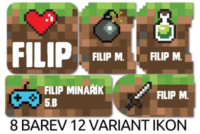 PIXELART sada jmenovek (40ks)