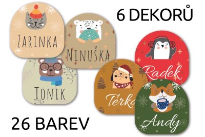 VÁNOČNÍ ZVÍŘÁTKA 23 jmenovky 35mm (20ks) 